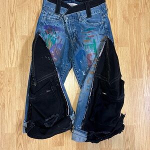 Unique Custom Blue and Black Jeans